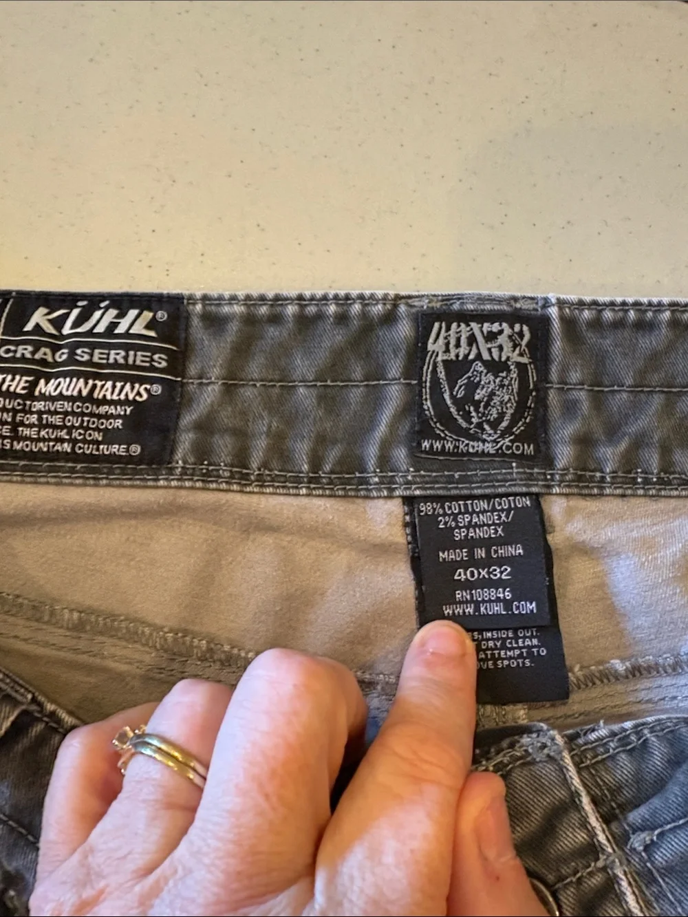 KÜHL Crag Series Gray Stretch Pants Men’s 40x32 Outdoor Hiking Casual